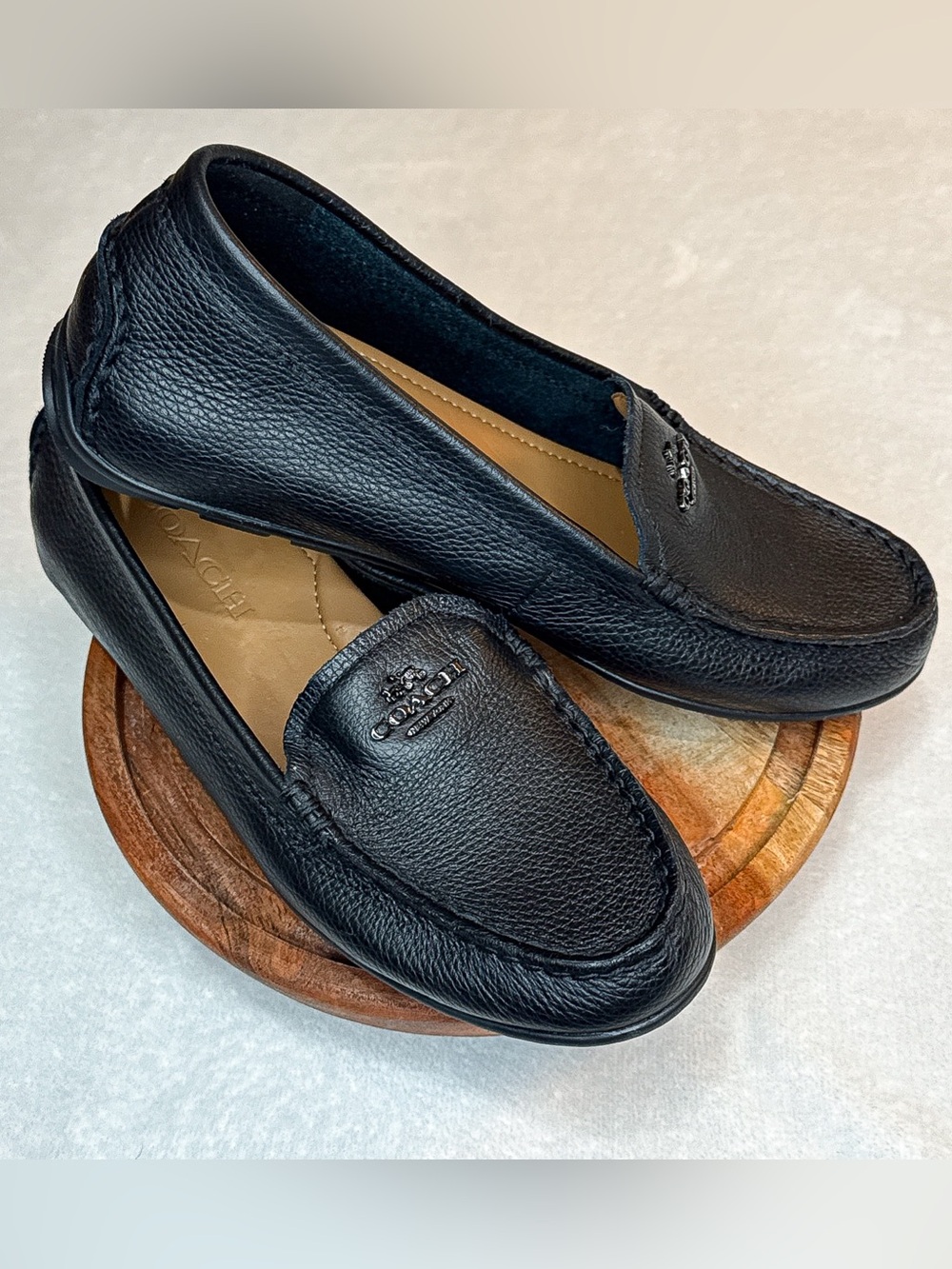 Coach Mary Lock Up Loafers Black Pebbled Leather Slip On Comfy Women’s Size 6B - Picture 2 of 9